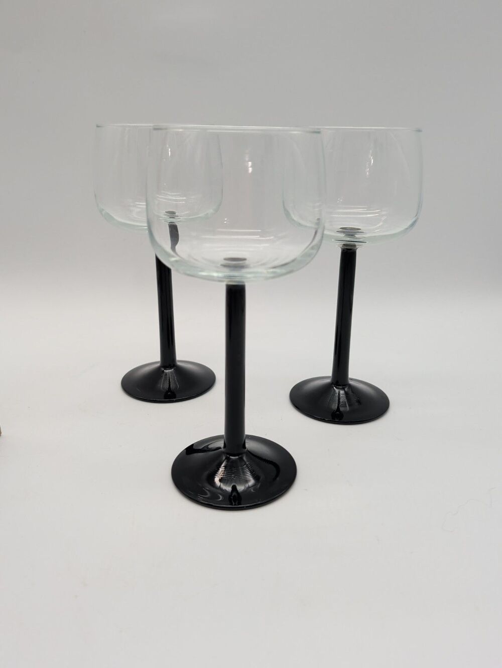 3 Domino Signature Black 7.25" Hock Wine Glasses Cristal D'Arques